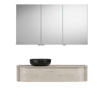 Burgbad Lavo 2.0 Badmöbel Set 21 - 122 cm, Spiegelschrank, Keramik-Aufsatzbecken