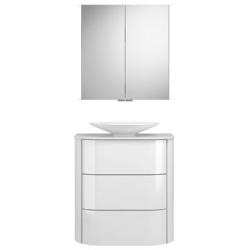 Burgbad Lavo 2.0 Badmöbel Set 44 - 72 cm, Spiegelschrank, Mineralguss-Aufsatzbec