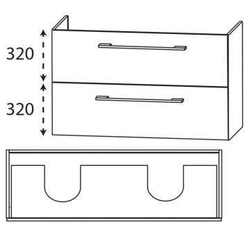 Laguna Feo Waschtischunterschrank - 120 cm Skizze