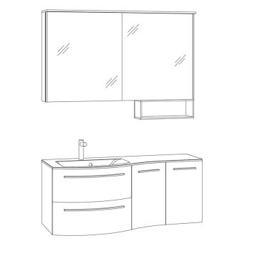 Marlin Bad 3280 Badmöbel Set 7 - 120,4 cm Skizze