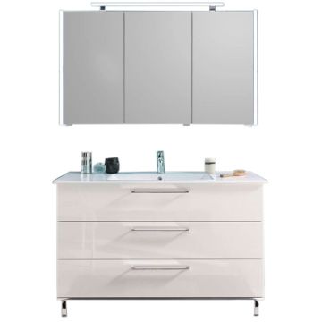 Puris Quada Badmöbel Set 3-4 -122 cm, Spiegelschrank seitliche Beleuchtung