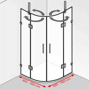 Breite / Tiefe: 1001 - 1100 mm / 1001 - 1100 mm