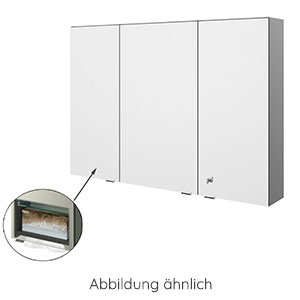 Ausführung Spiegelschrank: Platz für Kosmetik-Tuchbox links, Abschließbare Tür rechts