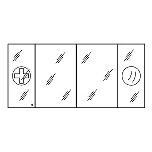 Ausführung Spiegelschrank: Abschließbare Drehtür links, Lupenspiegel rechts