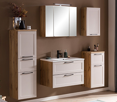 Held Möbel Luca Badmöbel Set Kaschmir Kassettenfront